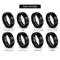 font options for inside engraving on black submarine dolphins rings