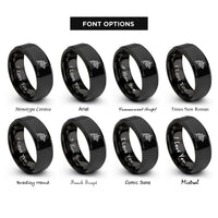 font options for inside engraving on black submarine dolphins rings