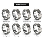 font options for inside engraving on gray submarine dolphins rings
