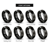 font options for inside engraving on black & silver subway car front rings