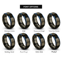 font options for inside engraving on gunmetal & blue subway map rings