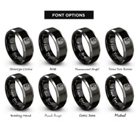 font options for inside engraving on black & silver subway train rings