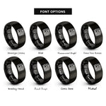 font options for inside engraving on black subway train rings