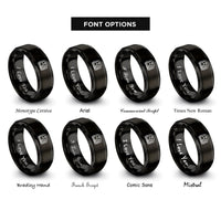 font options for inside engraving on black subway train rings