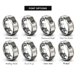 font options for inside engraving on grey subway train rings