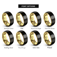 font options for inside engraving on black & gold subwoofer rings