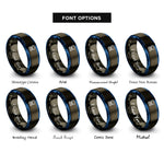 font options for inside engraving on gunmetal & blue suction cup gripper rings