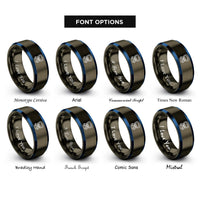 font options for inside engraving on gunmetal & blue suction cup gripper rings