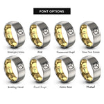 font options for inside engraving on gold & grey sugar cube rings
