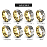 font options for inside engraving on gold & grey sugar cube rings