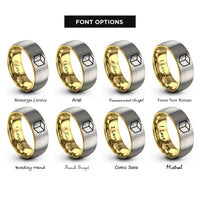 font options for inside engraving on gold & grey sugar cube rings