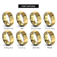font options for inside engraving on gold & gray sugar cube rings