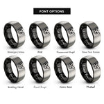 font options for inside engraving on black & silver sugar glider rings