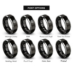 font options for inside engraving on black & silver sugar glider rings