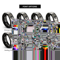 font options for inside engraving on black & grey sugar glider rings