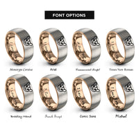 font options for inside engraving on rose gold & grey sugar glider rings