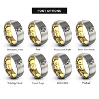 font options for inside engraving on gold & grey sugar pearls rings