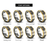 font options for inside engraving on gold & grey sugar pearls rings