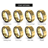 font options for inside engraving on black & gold sugar skull rings