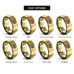 font options for inside engraving on black & gold sugar skull calavera rings