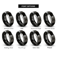 font options for inside engraving on black & silver sugar skull calavera rings
