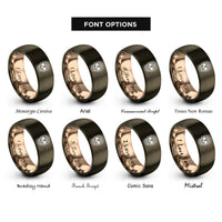 font options for inside engraving on gunmetal & rose gold sugar skull calavera rings