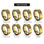 font options for inside engraving on black & gold sugar skull geometric rings