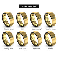font options for inside engraving on black & gold sugar skull geometric rings