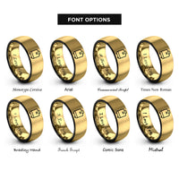 font options for inside engraving on black & gold suitcase rings