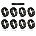 font options for inside engraving on black suitcase rings