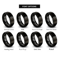 font options for inside engraving on black suitcase rings