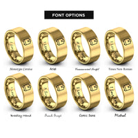 font options for inside engraving on gold suitcase rings