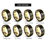 font options for inside engraving on gunmetal & gold suitcase rings