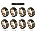 font options for inside engraving on gunmetal & rose gold suitcase rings
