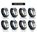 font options for inside engraving on black & blue & gray sulfur rings