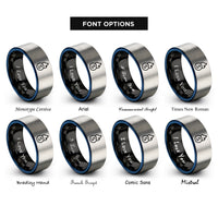 font options for inside engraving on black & blue & gray sulfur rings