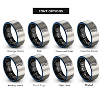 font options for inside engraving on black & blue & gray sulfur rings