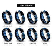 font options for inside engraving on blue & silver sulfur rings