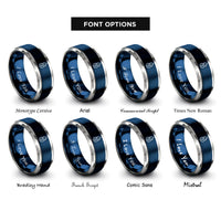 font options for inside engraving on blue & silver sulfur rings