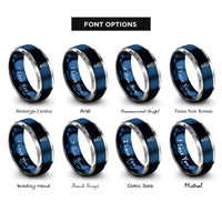 font options for inside engraving on blue & silver sulfur rings