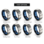 font options for inside engraving on black & blue & silver sulfur symbol rings