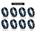 font options for inside engraving on blue & silver sulfur symbol rings