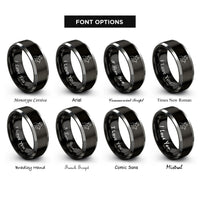 font options for inside engraving on black & silver summit axe rings