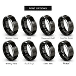 font options for inside engraving on black & gray summit benchmark rings