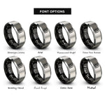 font options for inside engraving on black & silver summit benchmark rings