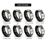 font options for inside engraving on black & silver summit flag rings