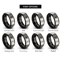 font options for inside engraving on black & silver summit flag rings