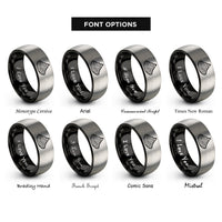 font options for inside engraving on black & silver summit marker rings