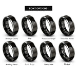 font options for inside engraving on black & grey summit marker rings