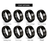 font options for inside engraving on black summit peak rings